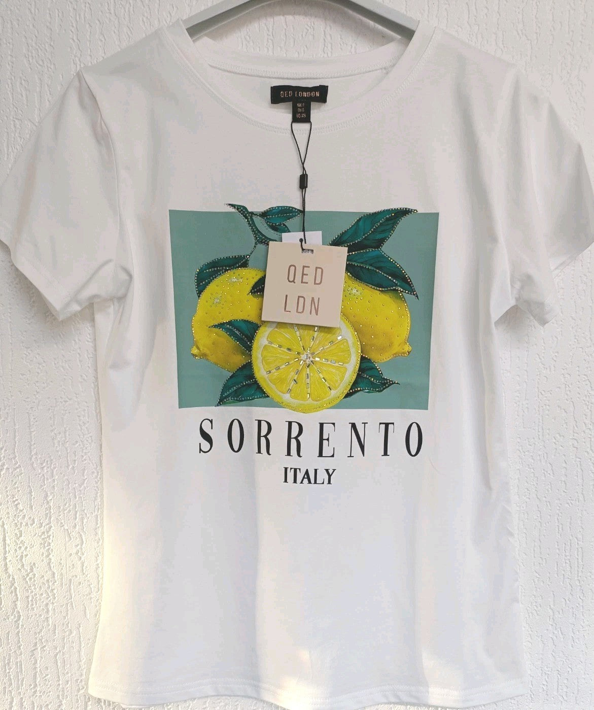 QED London Lemon Sparkle T Shirt Size Small