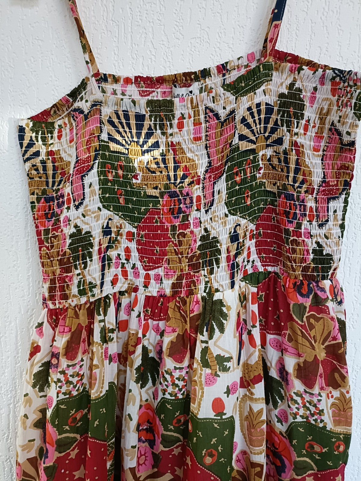 Chilli & Charm Shirred Midi Dress Size 14,  100% Cotton