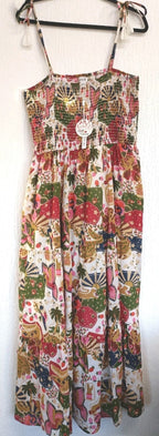 Chilli & Charm Shirred Midi Dress Size 14,  100% Cotton