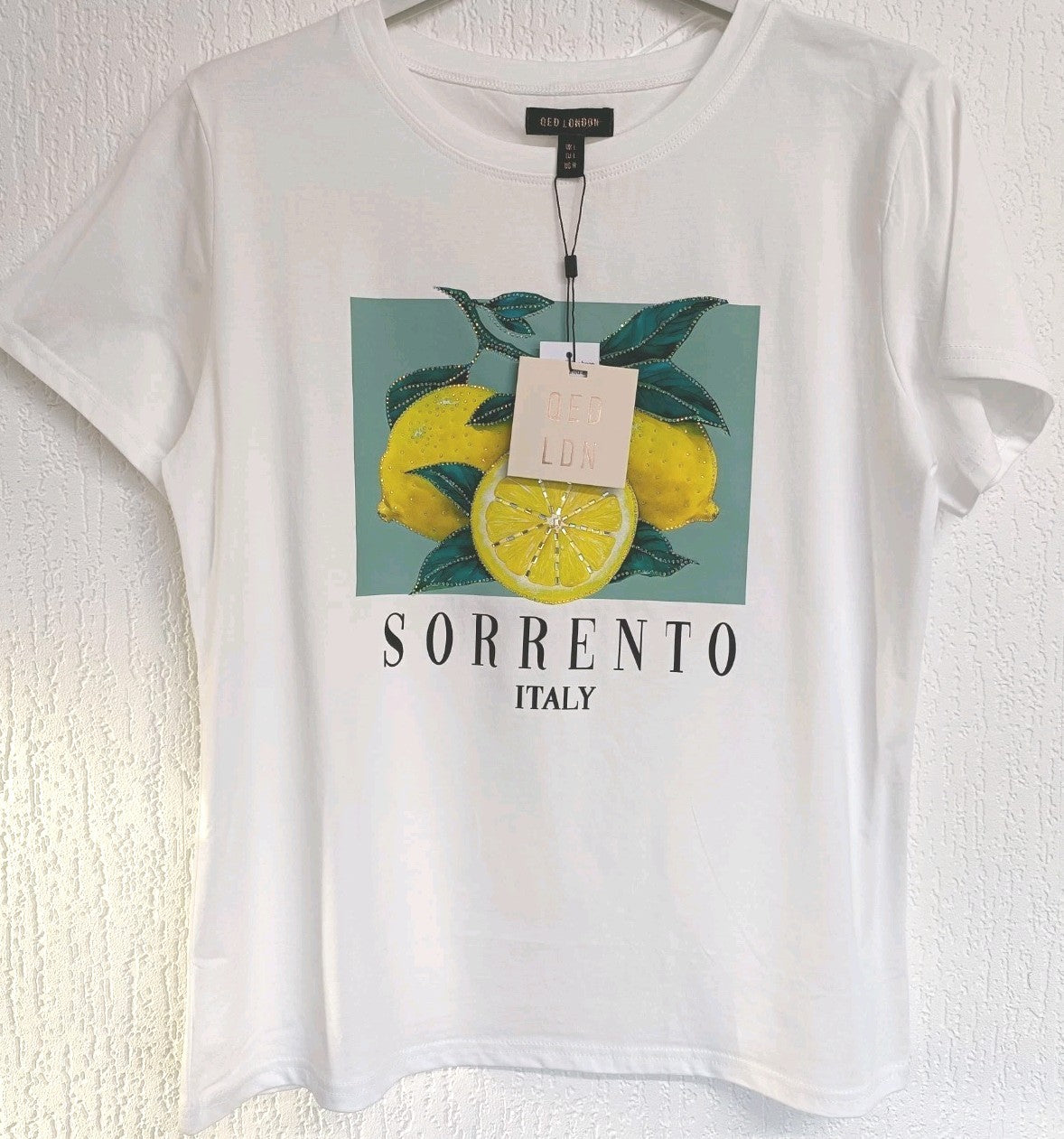 QED London Lemon Sparkle T Shirt Size Large