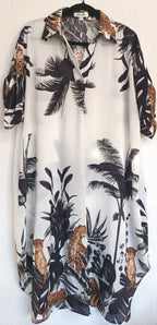 Chilli & Charm Tropical Dress ... One Size , Up To Size 20, Black