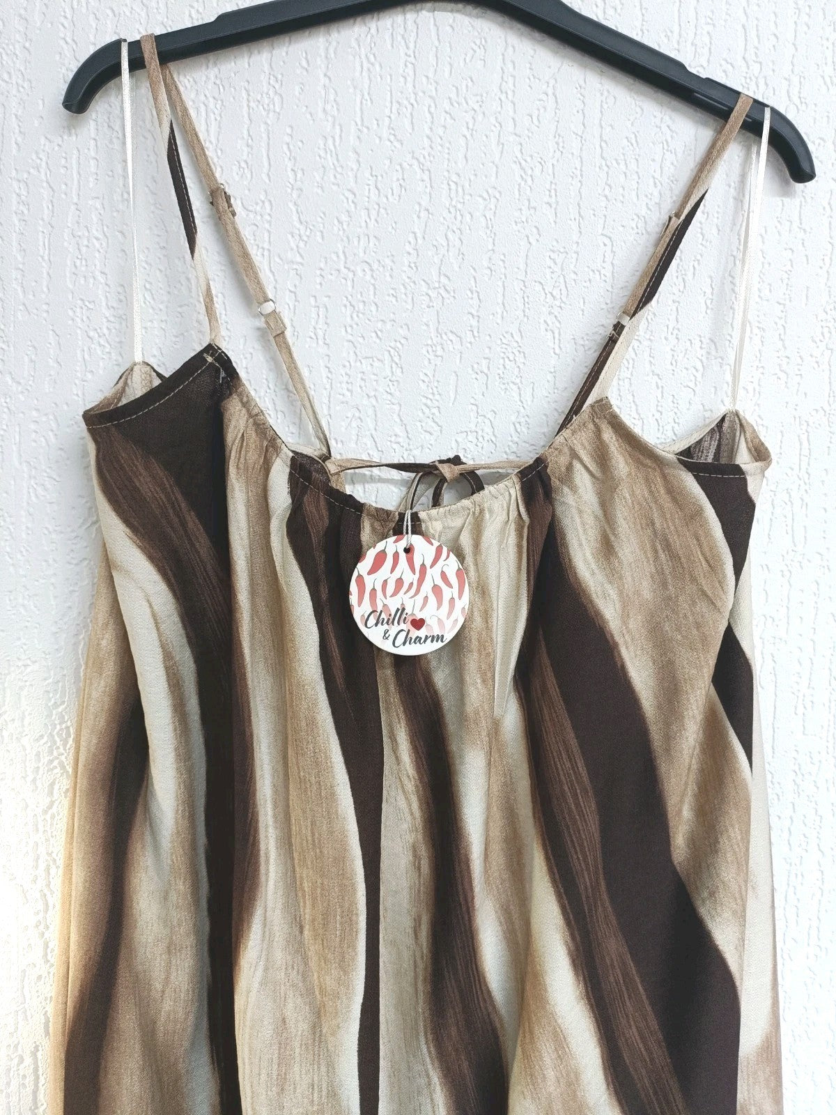 Chilli & Charm Thin Strap , Side Split Dress Brown, Size upto UK 12