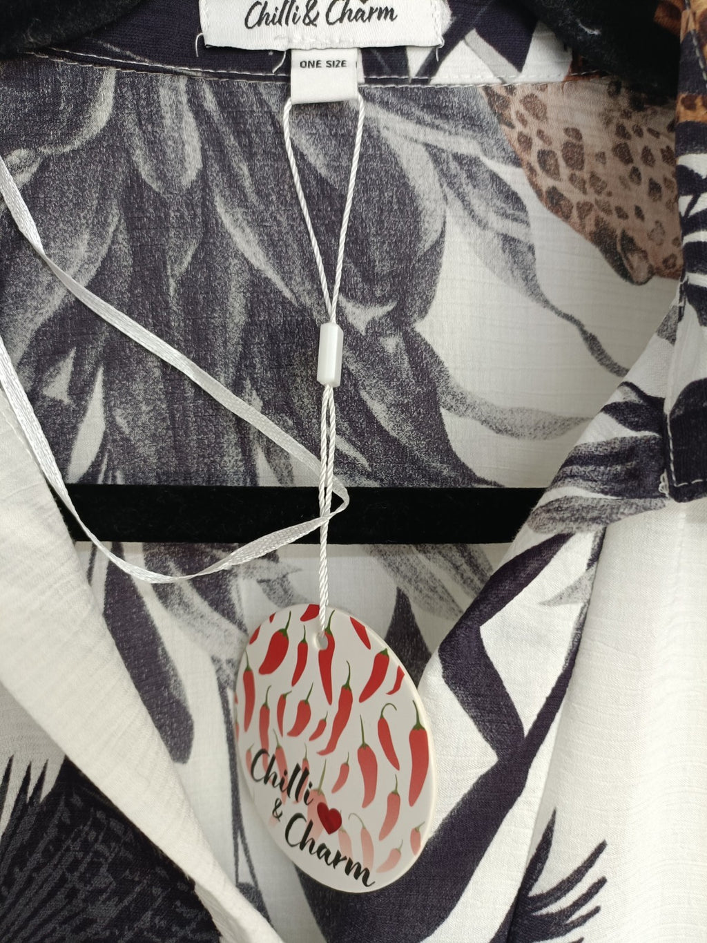 Chilli & Charm Tropical Dress ... One Size , Up To Size 20, Black