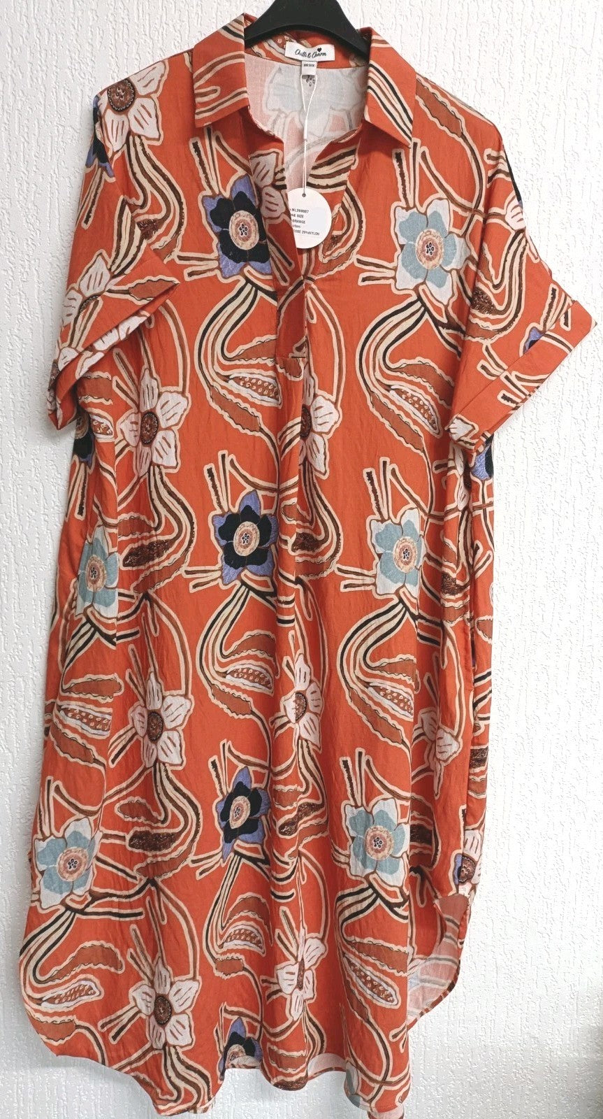 Chilli & Charm Orange Floral Dress One Size